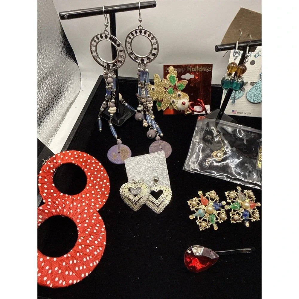 Vintage Lot of 11 Necklaces, Earrings, Brooches